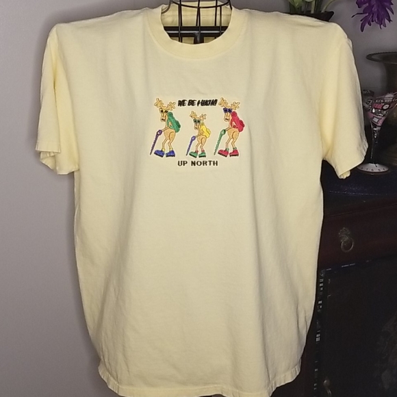 2 Matching Large "We Be Hikin! Up North" Michigan Funny Moose T-shirt's - Picture 2 of 5